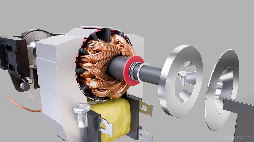 Hand mixer 3d product animation video showing inside parts and quality