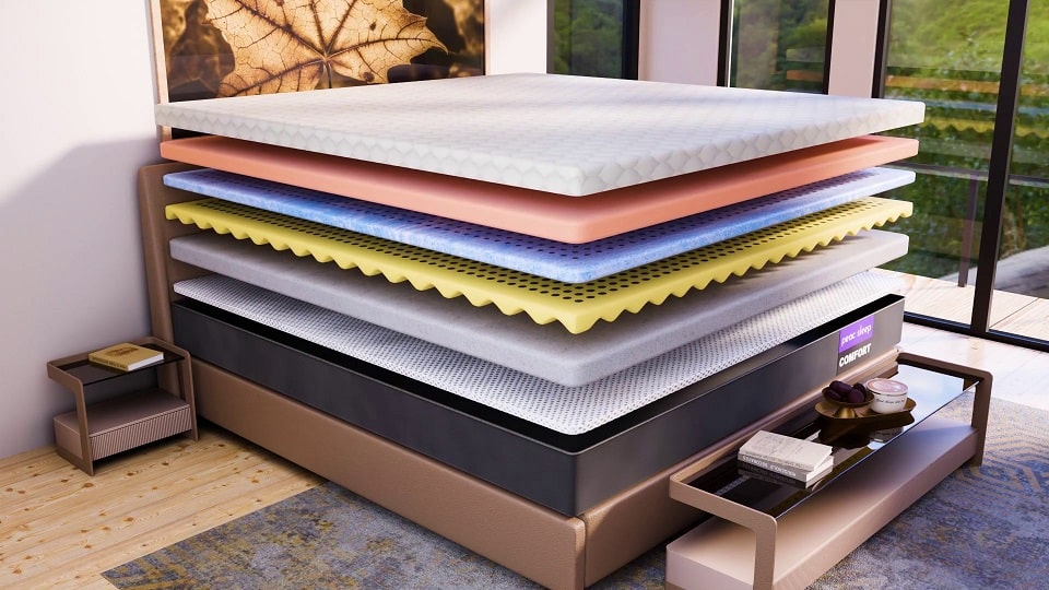 Mattress exploded view animation interior scene